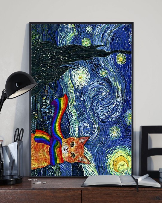LGBT Cat starry night poster 4 LGBT Cat starry night poster