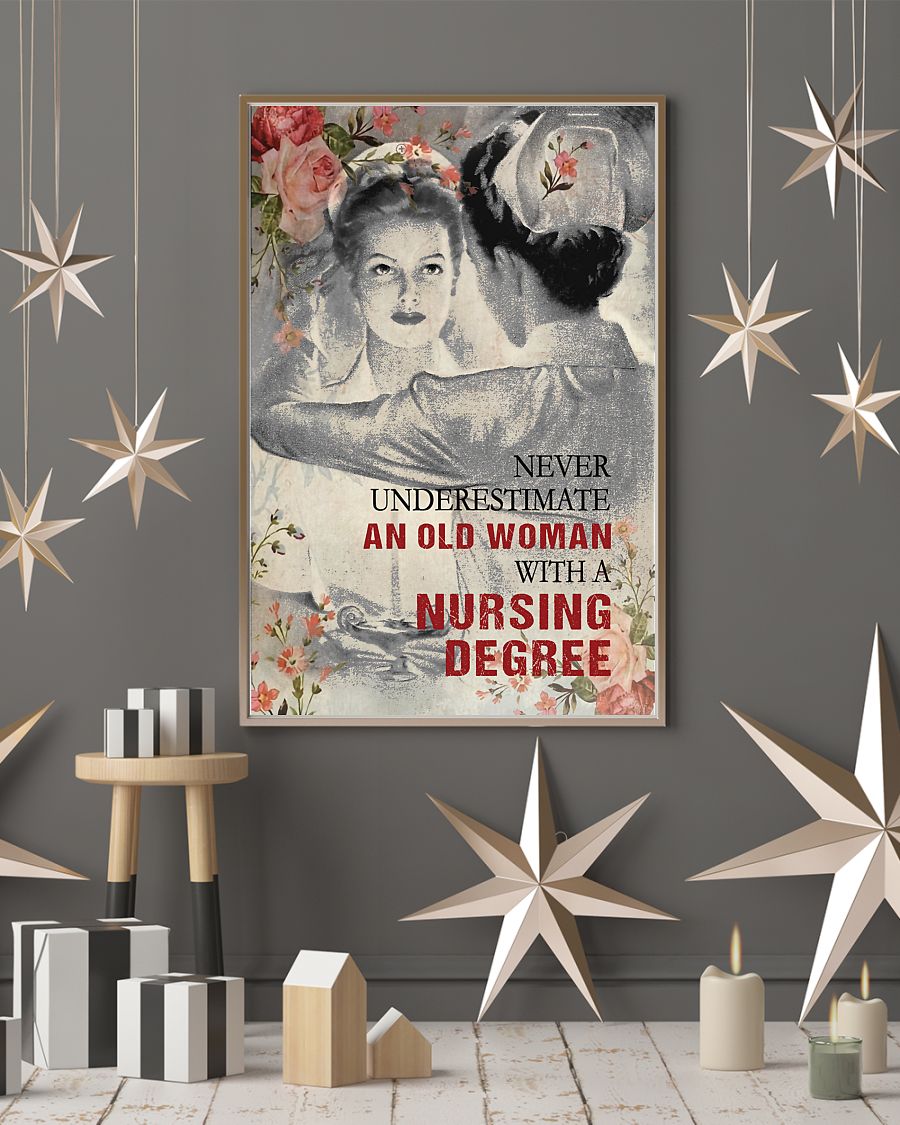 An old woman with a nursing degree poster 2 An old woman with a nursing degree poster
