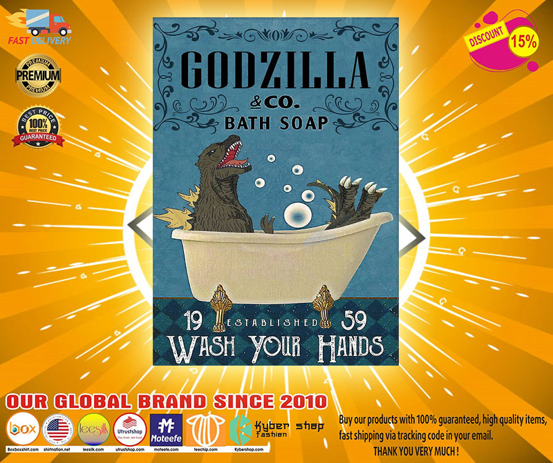 Godzilla and co bath sopa wash your hands poster 4 Godzilla and co bath sopa wash your hands poster