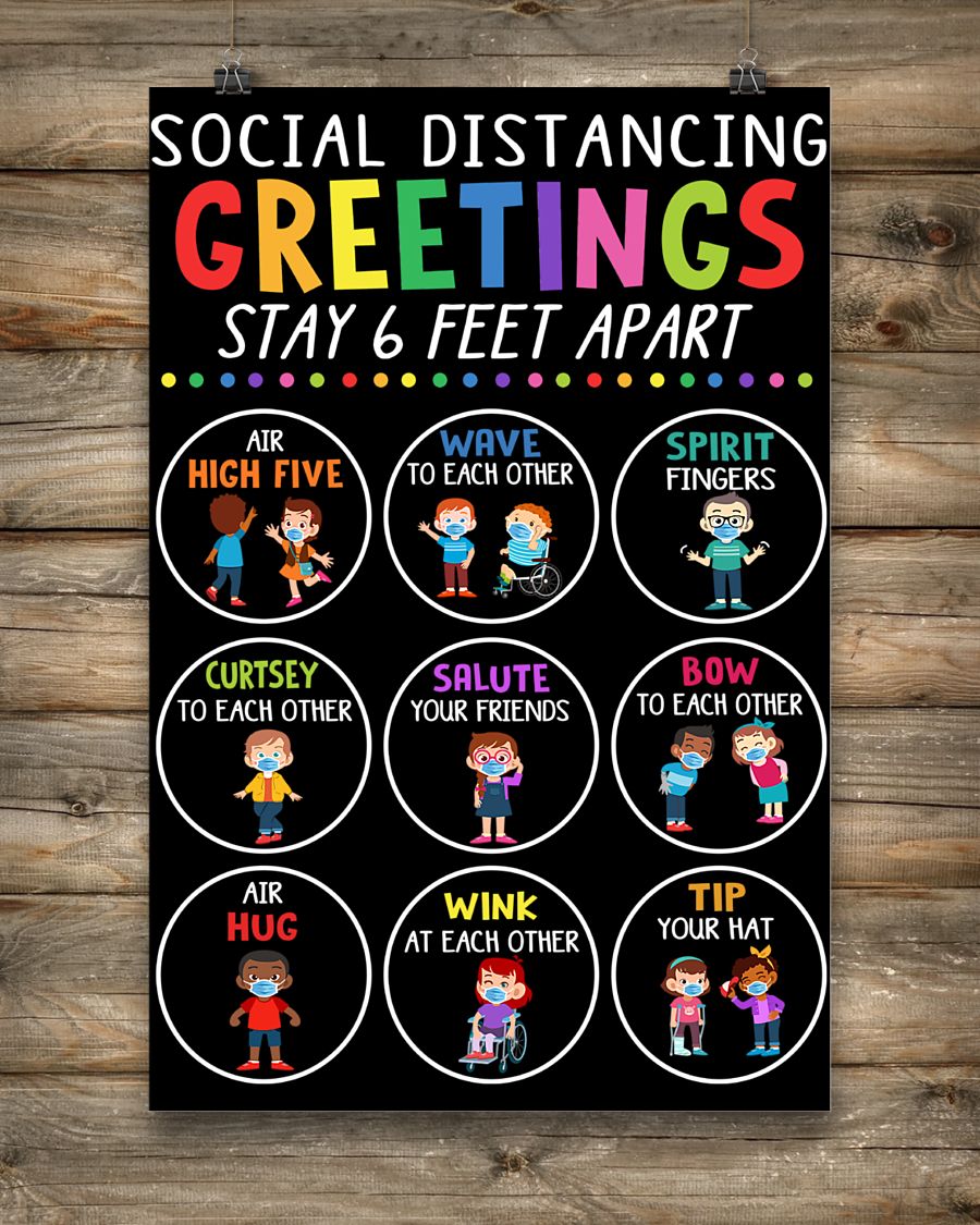 Social distancing greetings stay 6ft apart poster 2 Social distancing greetings stay ft apart poster