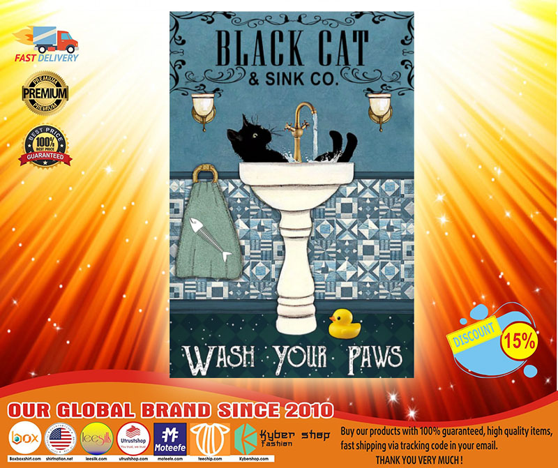 Black cat and sink co wash your paws poster 3 Black cat and sink co wash your paws poster