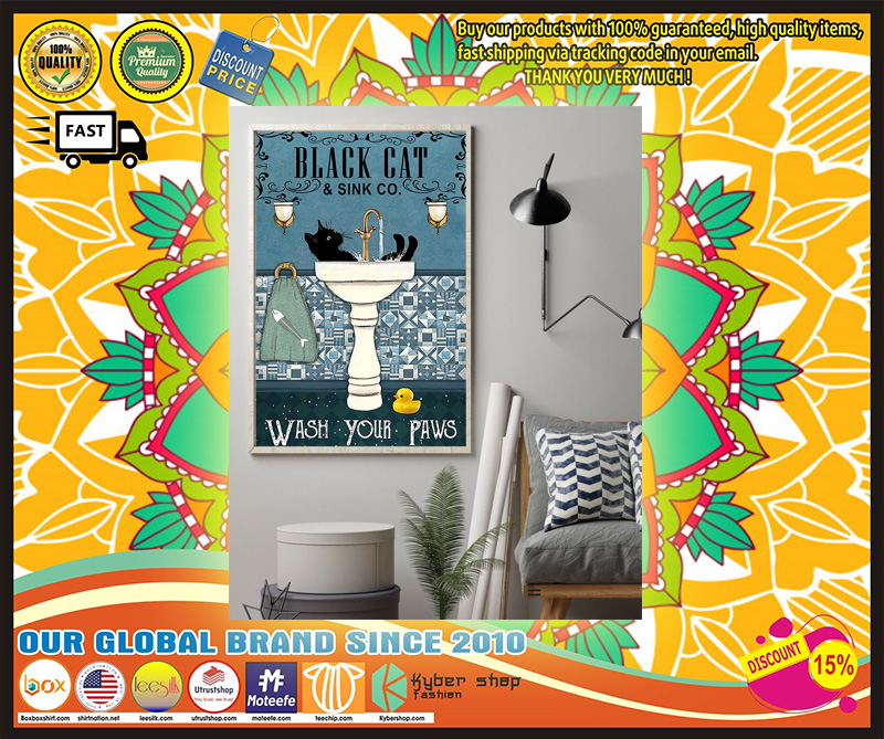 Black Cat Wash your paws poster 5 Black Cat Wash your paws poster