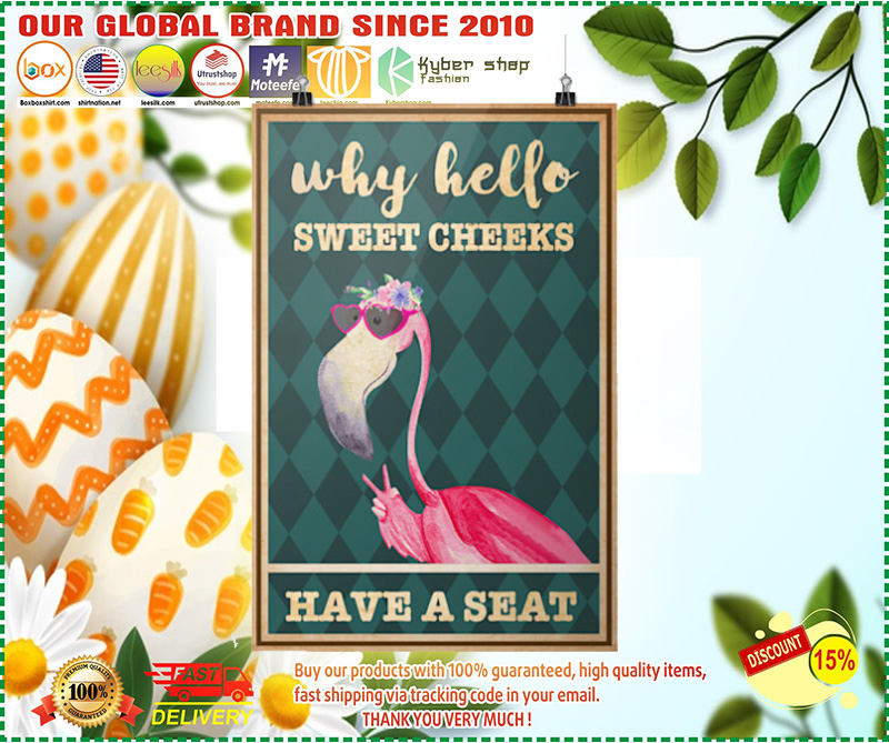 Flamingo why hello sweet cheeks have a seat poster 4 Flamingo why hello sweet cheeks have a seat poster