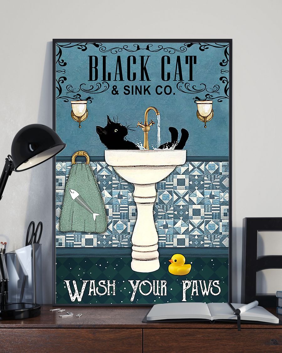 Black cat and sink co. wash your paws poster 3 Black cat and sink co