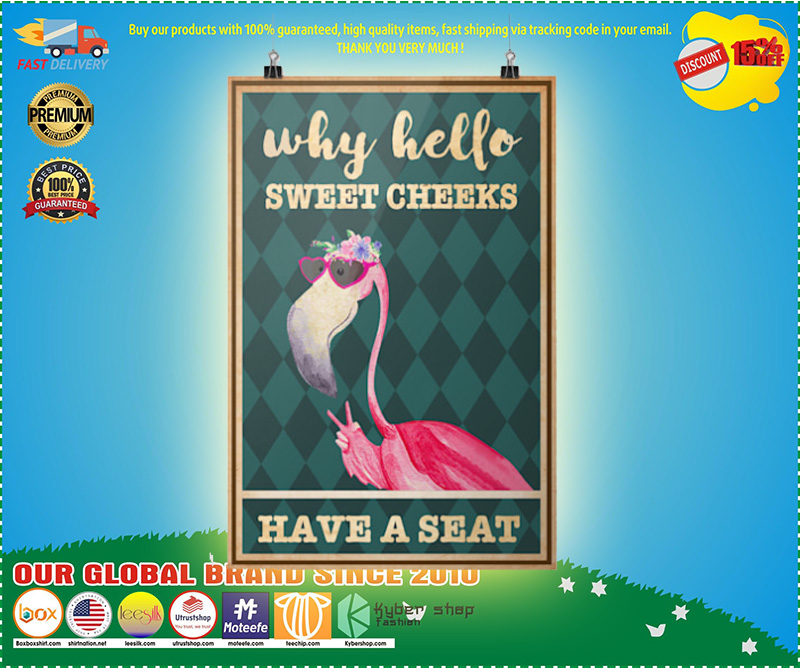 Flamingo why hello sweet cheeks have a seat poster 5 Flamingo why hello sweet cheeks have a seat poster