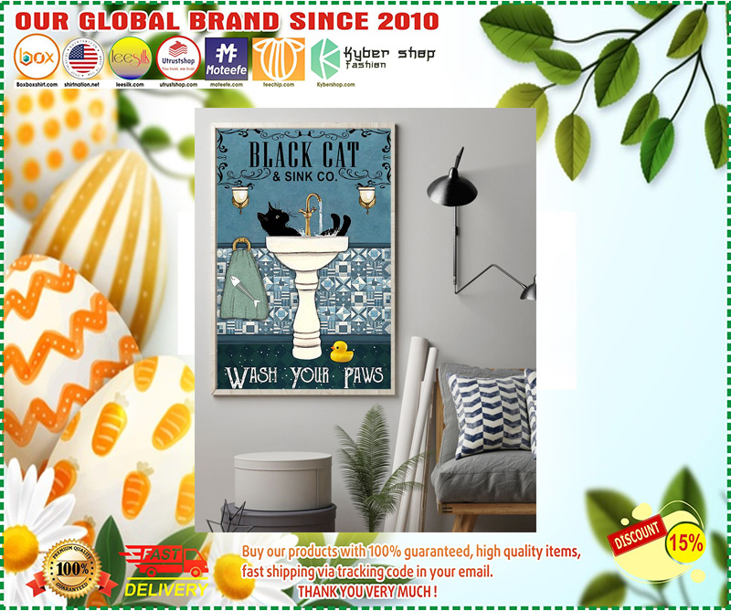 Black Cat Wash your paws poster 3 Black Cat Wash your paws poster