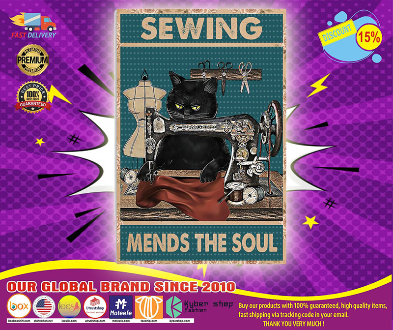 Black cat sewing mends the soul poster 5 Black cat sewing mends the soul poster