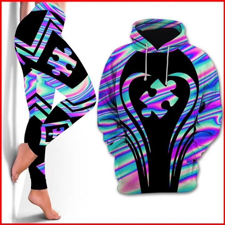 AutismAwarenessholographicdhoodieandlegging