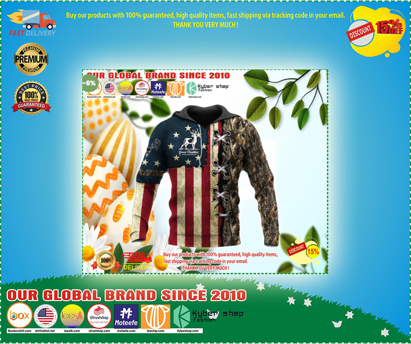 American flag deer hunting camo full printing 3D hoodie 3 American flag deer hunting camo full printing D hoodie