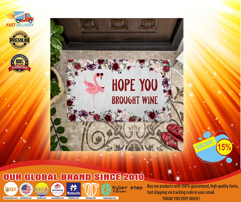 Flamingo Hope you brought wine doormat 3 Flamingo Hope you brought wine doormat