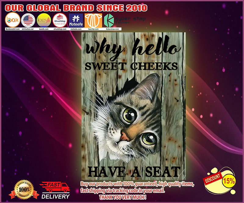 Cat why hello sweet cheeks have a seat poster 4 Cat why hello sweet cheeks have a seat poster