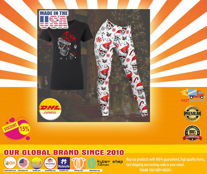 Just love skulls Xmas t-shirt and legging 2 Just love skulls Xmas t shirt and legging