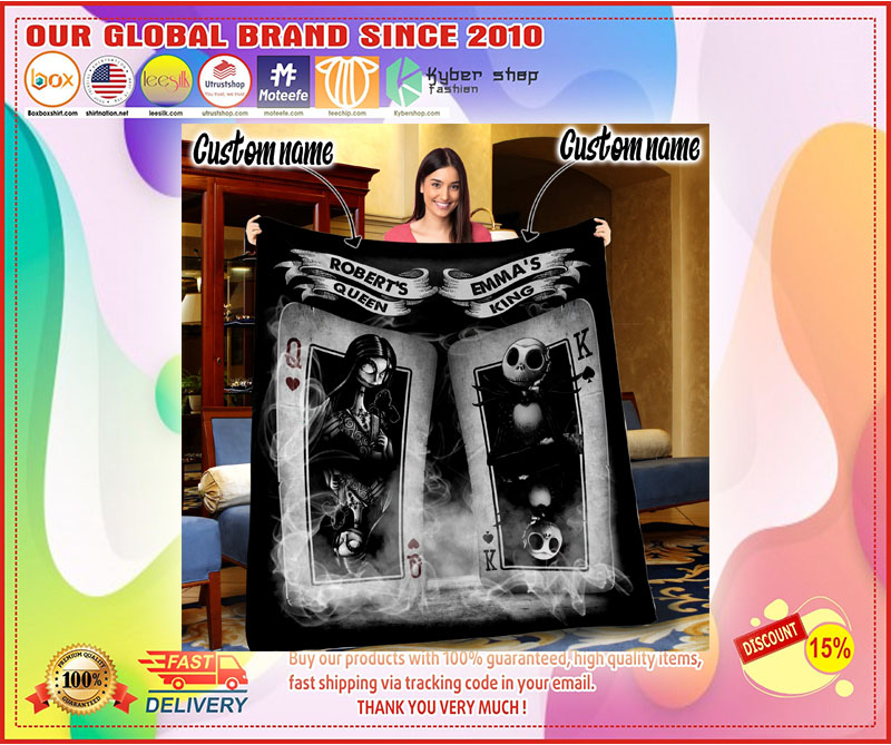 Jack Skellington king Sally queen quilt custom personalized name 2 Jack Skellington king Sally queen quilt custom personalized name
