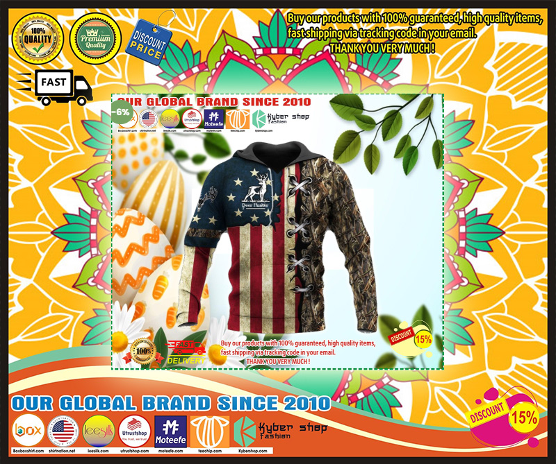 American flag deer hunting camo full printing 3D hoodie 2 American flag deer hunting camo full printing D hoodie