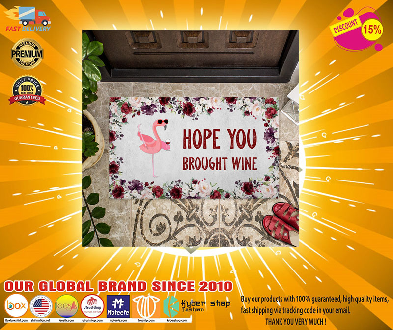 Flamingo Hope you brought wine doormat 4 Flamingo Hope you brought wine doormat