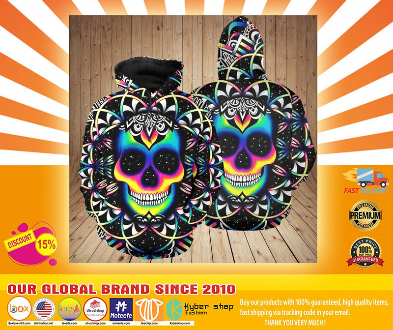 Skull colorful 3D hoodie 2 Skull colorful D hoodie