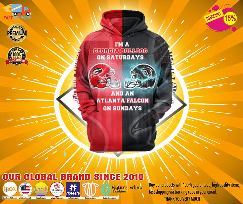 I'm a georgia bulldogs on saturdays and an atlanta falcons on sundays 3d hoodie 4 Im a georgia bulldogs on saturdays and an atlanta falcons on sundays d hoodie