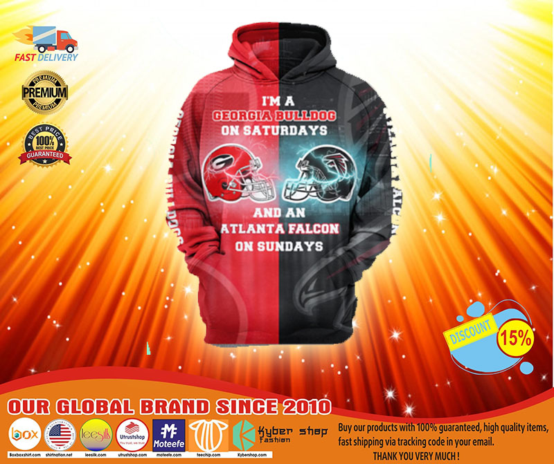 I'm a georgia bulldogs on saturdays and an atlanta falcons on sundays 3d hoodie 3 Im a georgia bulldogs on saturdays and an atlanta falcons on sundays d hoodie