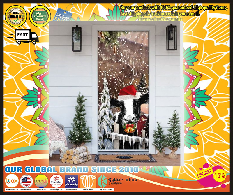 Christmas Cow Door Cover 5 Christmas Cow Door Cover