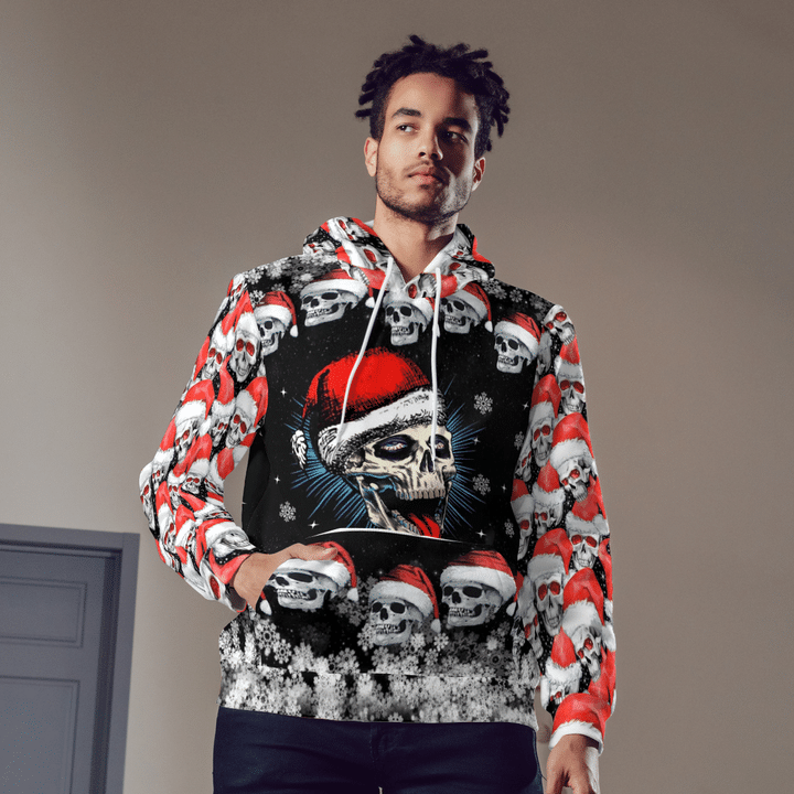 Gothic skull santa clause 3d hoodie 3 Gothic skull santa clause d hoodie