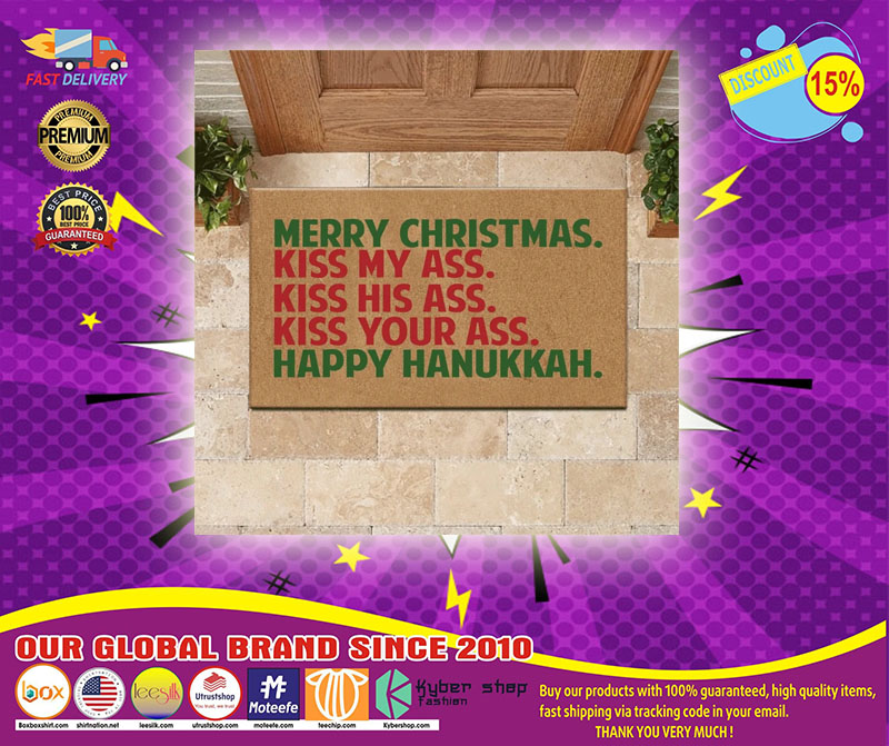 Merry Christmas kiss my ass Hanukkah Doormat 5 Merry Christmas kiss my ass Hanukkah Doormat