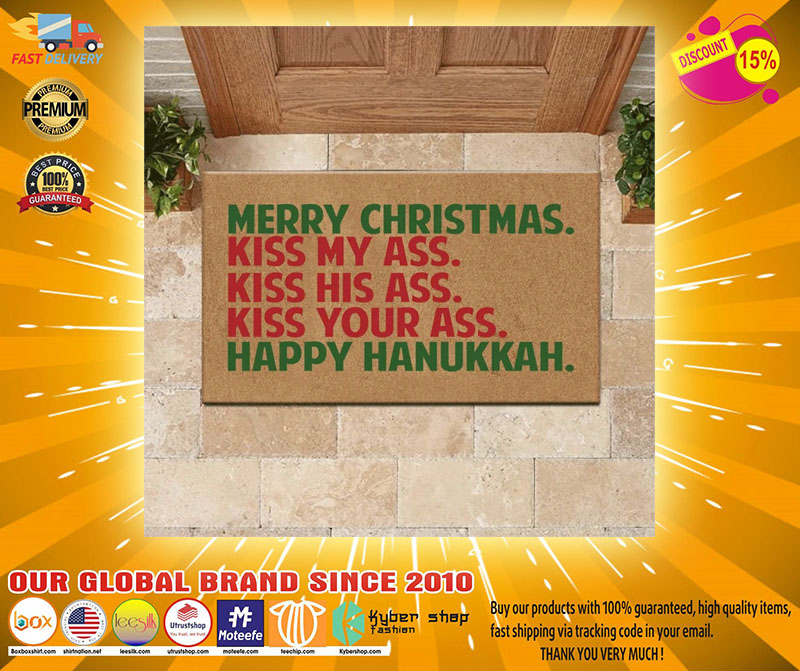 Merry Christmas Happy Hanukkah doormat 2 Merry Christmas Happy Hanukkah doormat