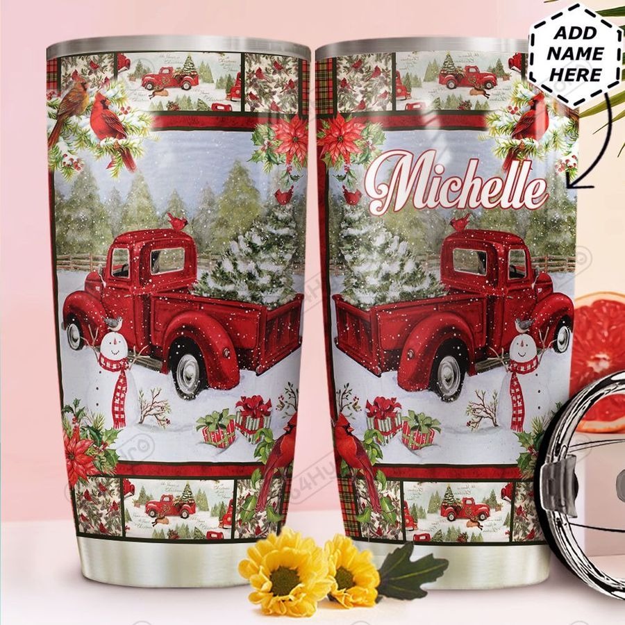Truck Christmas tumbler custom name