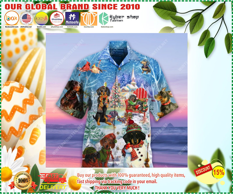 Dachshund Through The Snow Unisex Hawaiian Shirt 3 Dachshund Through The Snow Unisex Hawaiian Shirt