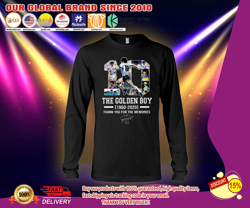 Maradona the golden boy 1960 2020 thank you for the memories shirt 3 Maradona the golden boy thank you for the memories sleeves