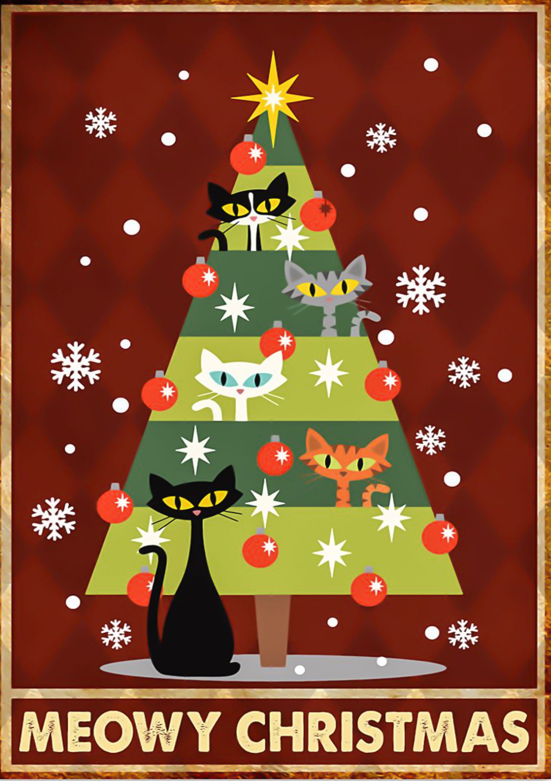 Meowy Cat Christmas tree Poster 2 scaled