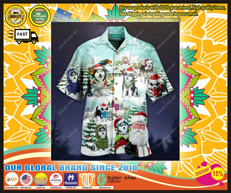 Merry Husky Christmas Unisex Hawaiian Shirt 2 Merry Husky Christmas Unisex Hawaiian Shirt