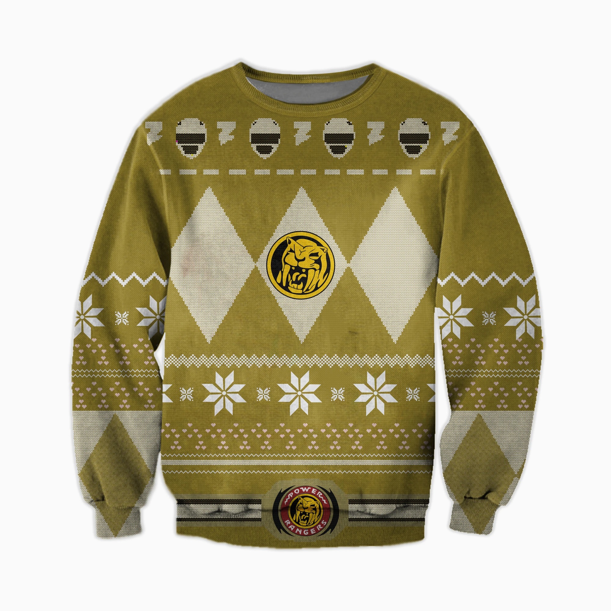POWER RANGERS YELOW FILM KNITTING PATTERN UGLY CHRISTMAS SWEATER