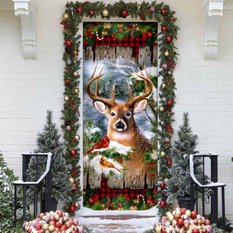 Deer Christmas Door Cover 4 Deer Christmas Door Cover