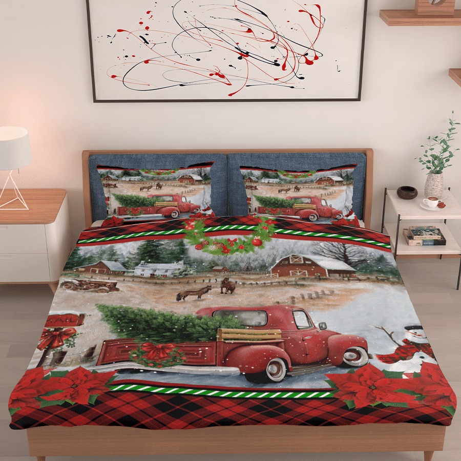 Red truck christmas bedding set 10 Red truck christmas bedding set