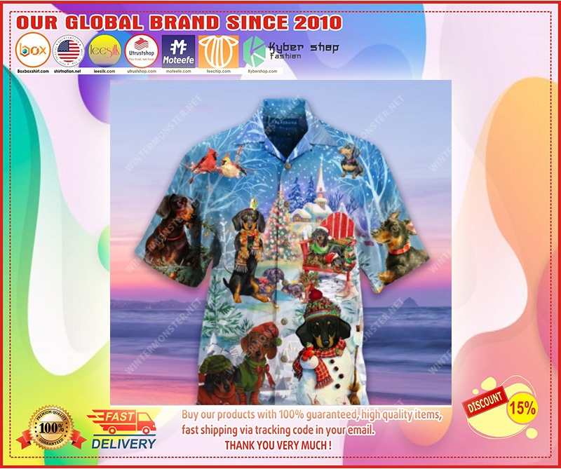 Dachshund Through The Snow Unisex Hawaiian Shirt 2 Dachshund Through The Snow Unisex Hawaiian Shirt