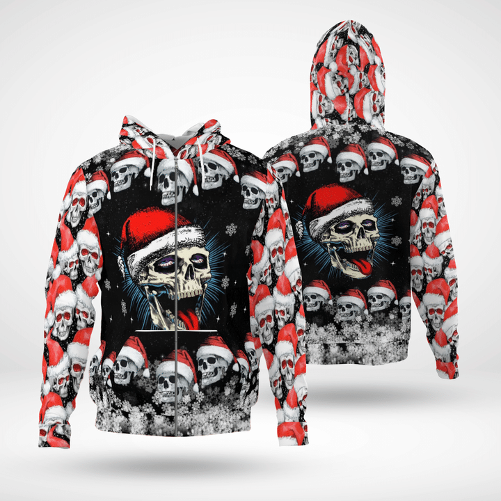 Gothic skull santa clause 3d hoodie 2 Gothic skull santa clause d hoodie and zip
