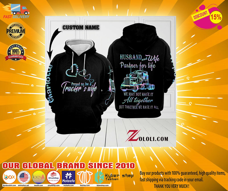 Proud to be a trucker's wife custom name 3d hoodie 4 Proud to be a truckers wife custom name d hoodie