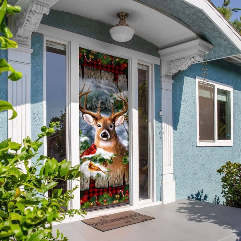 Deer Christmas Door Cover 3 Deer Christmas Door Cover