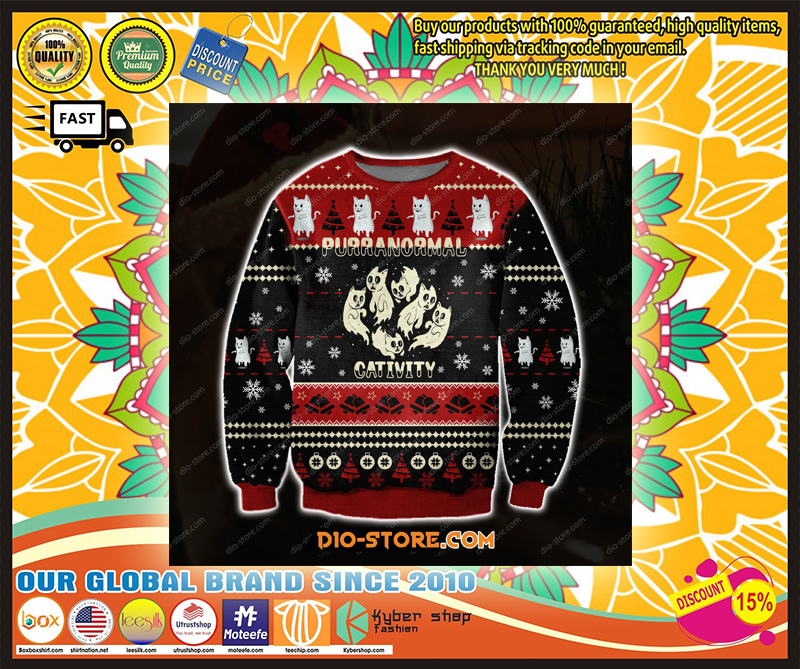 PURRANORMAL CATIVITY 3D ALL OVER PRINT UGLY CHRISTMAS SWEATER 2 PURRANORMAL CATIVITY D ALL OVER PRINT UGLY CHRISTMAS SWEATER