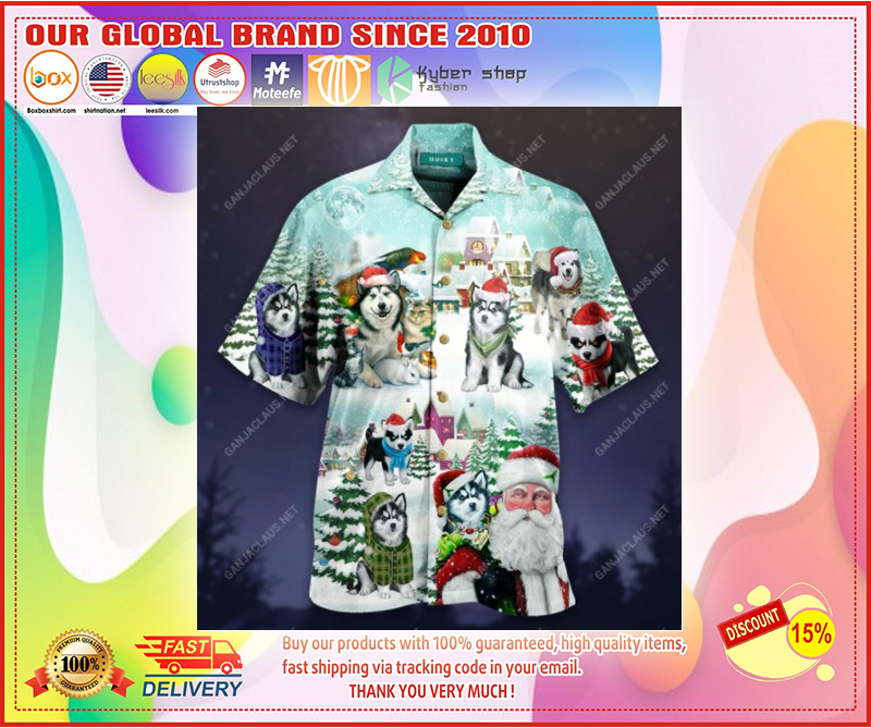 Merry Husky Christmas Unisex Hawaiian Shirt 4 Merry Husky Christmas Unisex Hawaiian Shirt