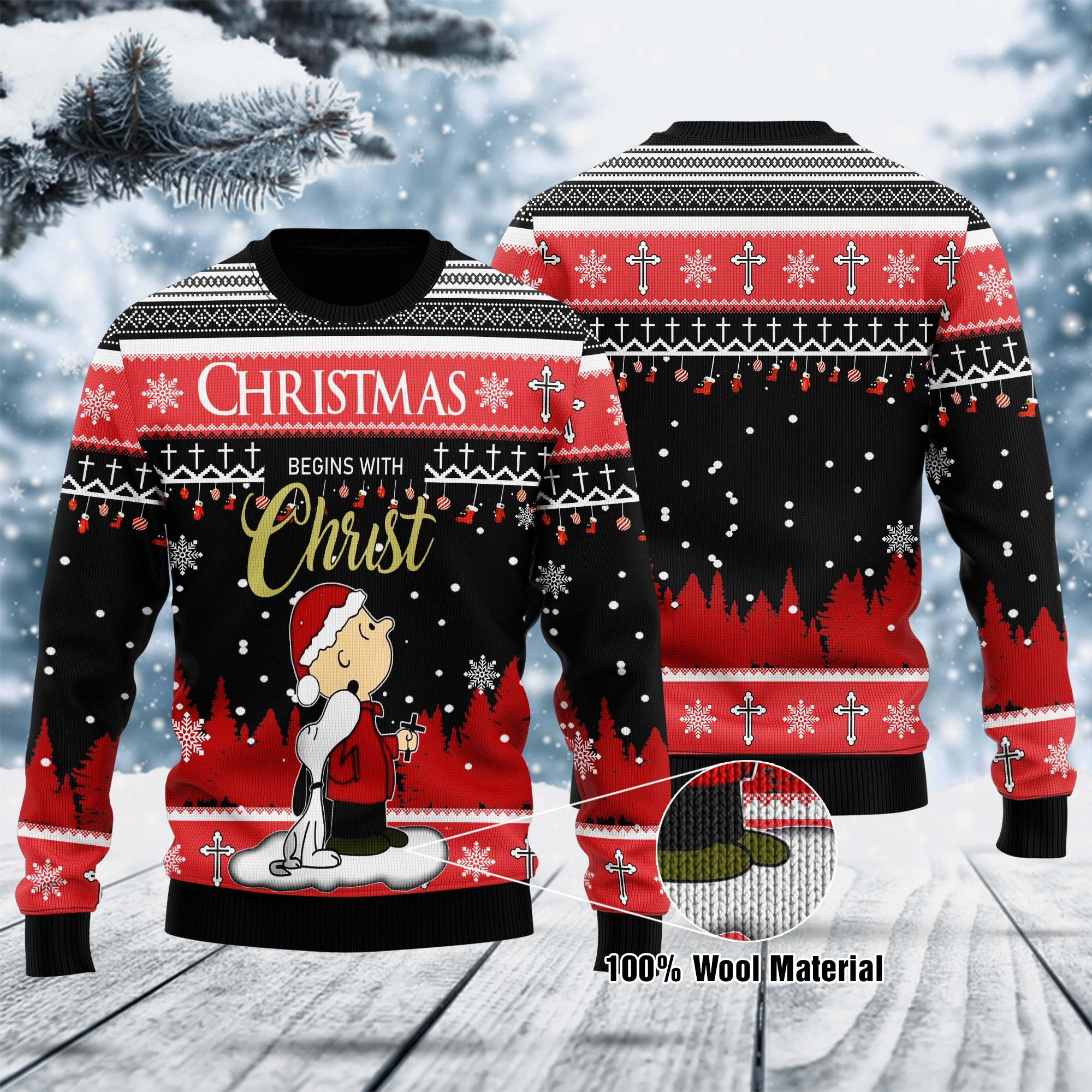 Snoopy and Charlie Christmas begins with christ Christmas sweater 9 Snoopy and Charlie Christmas begins with christ Christmas sweater