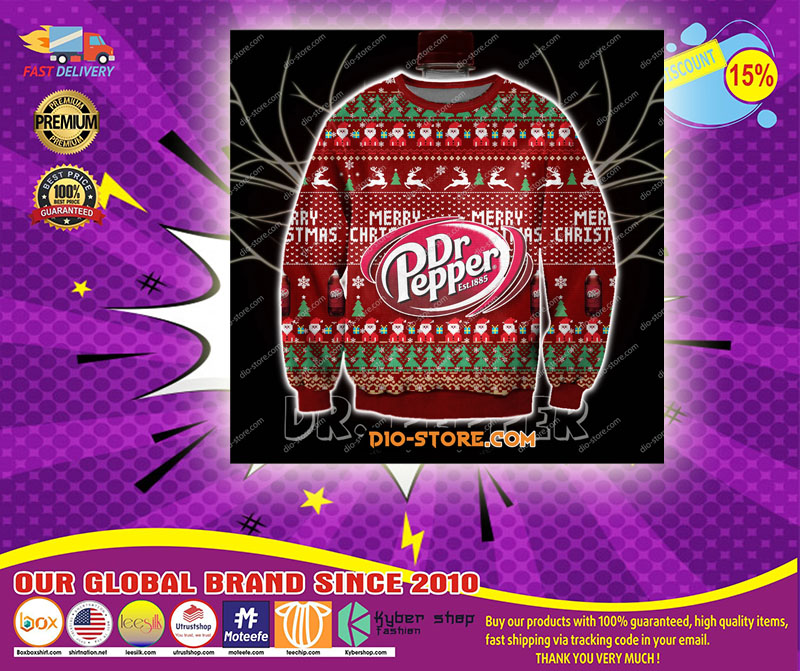 3D print knitting pattern DR pepper print ugly christmas sweater 5 D print knitting pattern DR pepper print ugly christmas sweater