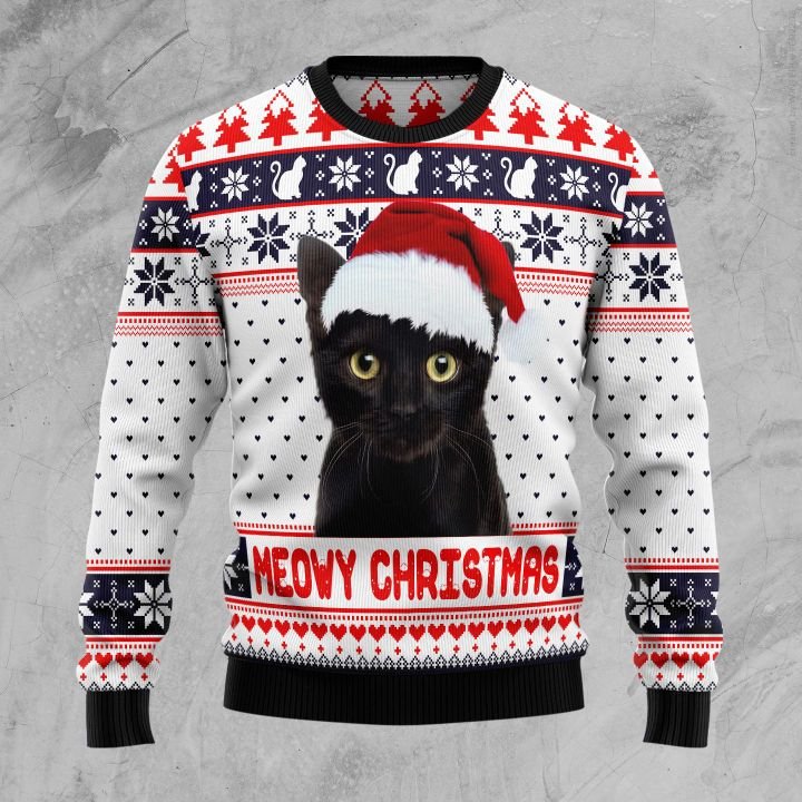 Meowy christmas ugly christmas sweater