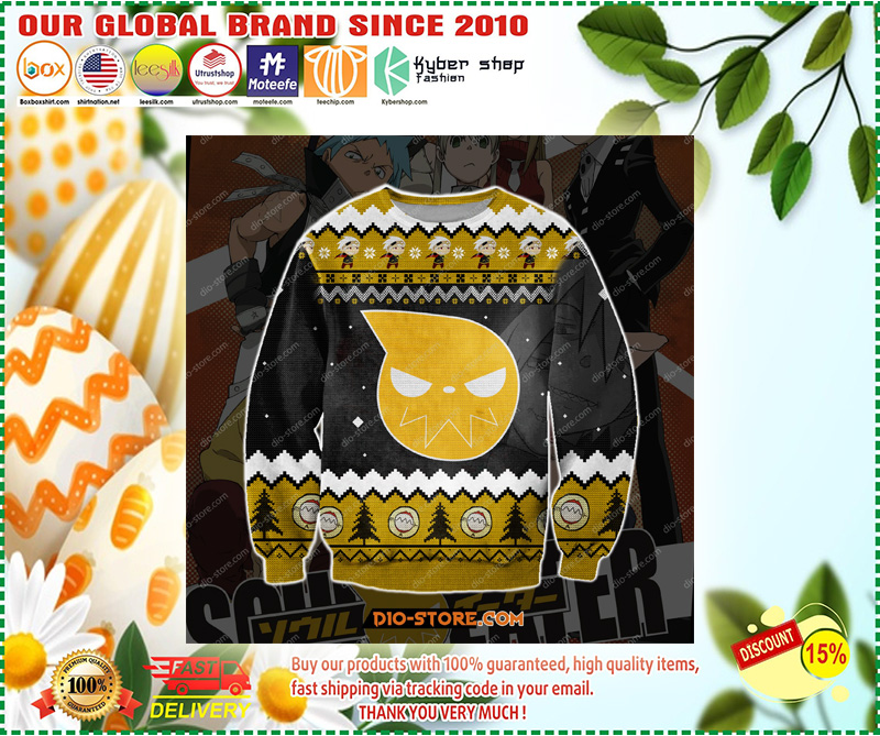 Soul eater 3D knitting pattern print ugly christmas sweater 4 Soul eater D knitting pattern print ugly christmas sweater