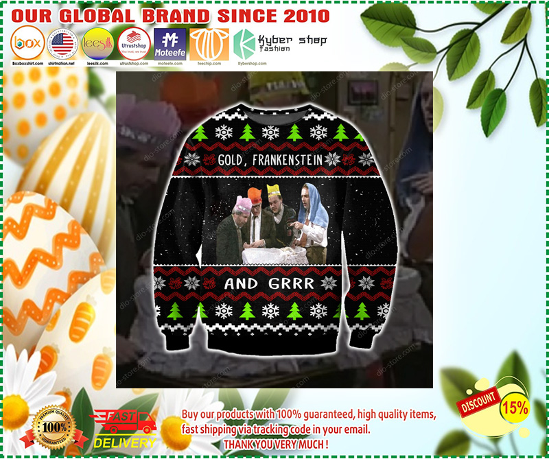 Gold frankenstein and grr knitting pattern 3D print ugly sweater 3 Gold frankenstein and grr knitting pattern D print ugly sweater