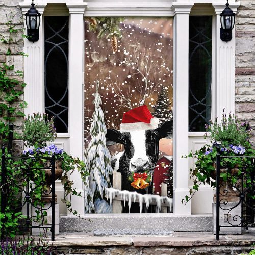 Christmas Cow Door Cover 4 Christmas Cow Door Cover