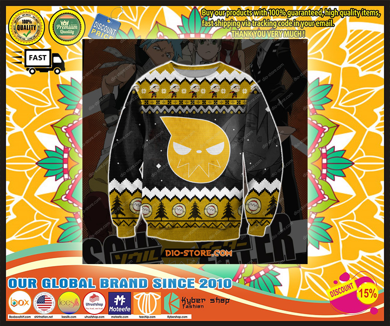 Soul eater 3D knitting pattern print ugly christmas sweater 2 Soul eater D knitting pattern print ugly christmas sweater
