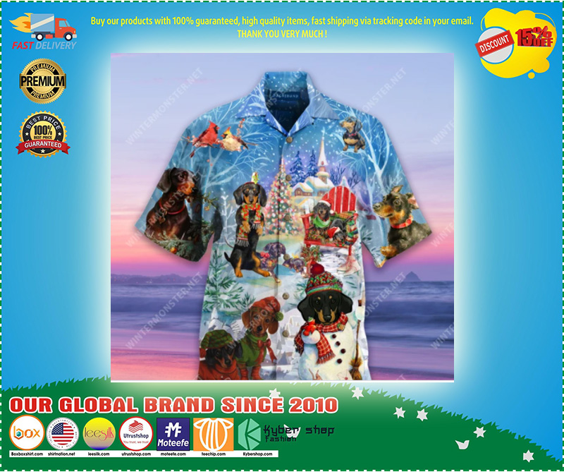 Dachshund Through The Snow Unisex Hawaiian Shirt 4 Dachshund Through The Snow Unisex Hawaiian Shirt