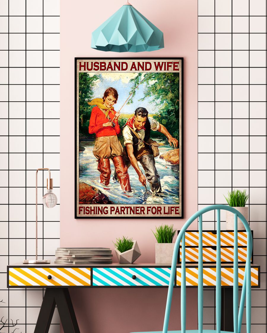Husband and wife fishing fartner for life poster 2 Husband and wife fishing fartner for life poster