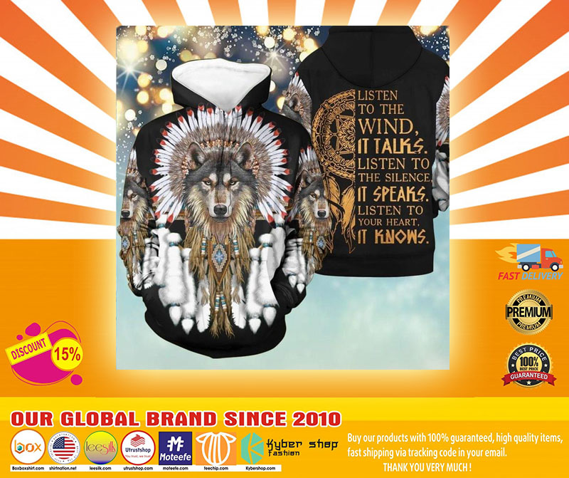 Wolf listen to the wind 3D hoodie 2 Wolf listen to the wind D hoodie